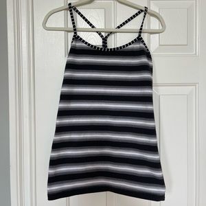 Lululemon Black and White Stripped Racerback Tank Top
